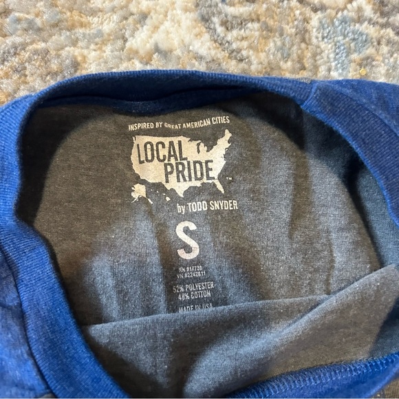 Local Pride Unisex Small S Raglan Boston 617 Blue Shirt - Picture 6 of 7